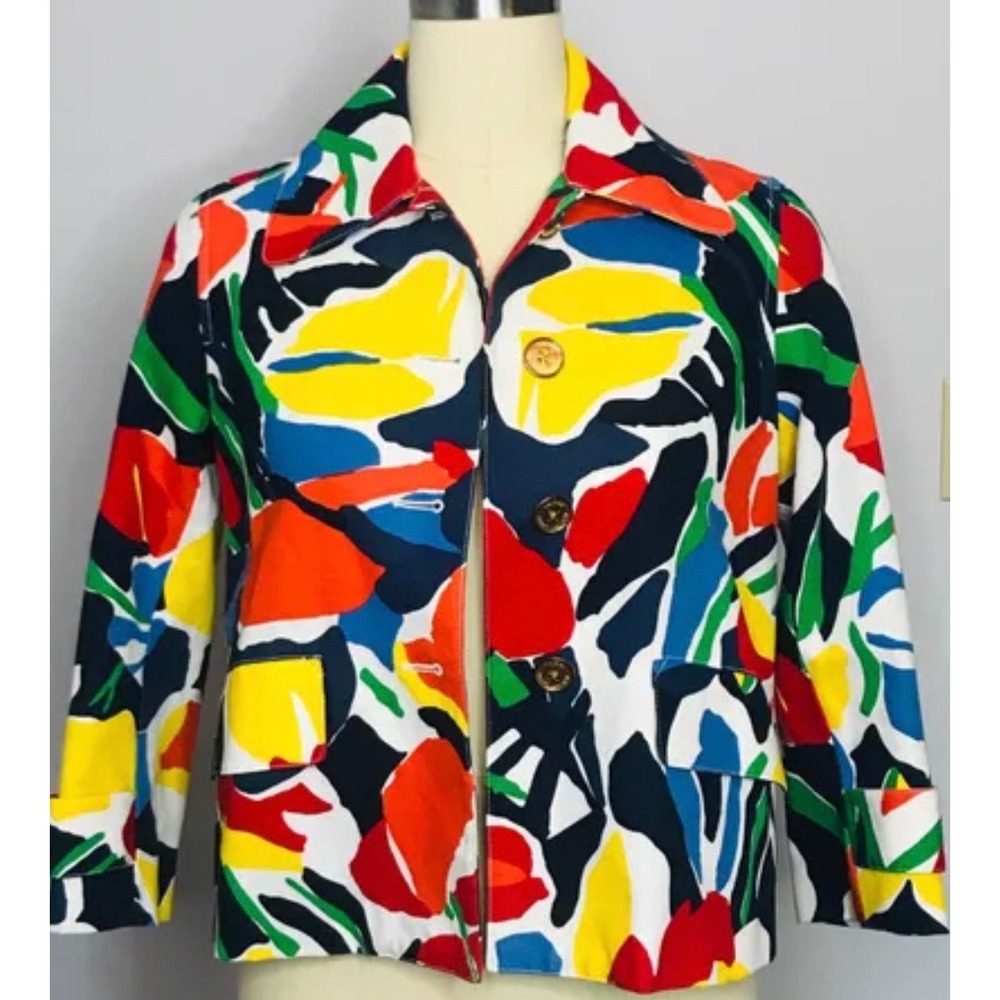 Ralph Lauren Vibrant Abstract Floral Blazer, Women's size Petite Large